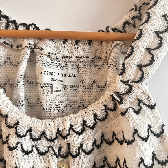 Black and White Tie Front Tank Top with Relaxed Fit - Picture 3 of 5